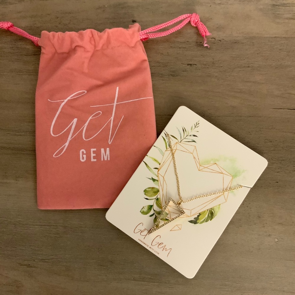 Brand New Get Gem Pave Triangle Necklace